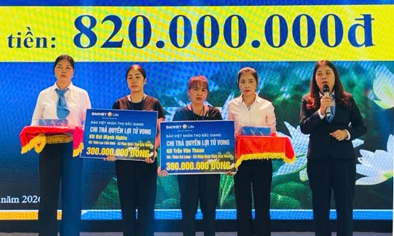 Công ty Bảo Việt Nhân thọ Bắc Giang chi trả hơn 800 triệu đồng quyền lợi bảo hiểm